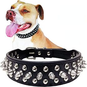 Adjustable Microfiber Leather Spiked Studded Dog Collar with a Squeak Ball Gift for Small Medium Large Pets Like Cats/Pit Bull/Bulldog/Pugs/Husky (Color: Red, size: XXL(19.7"-22.4" / 50cm-57cm))