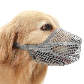 Pet Muzzle Mask Soft Mesh Muzzle Adjustable Dog Mouth Cover with Breathable Mesh Adjustable Neck Forehead Strap (Color: Grey, size: XS)